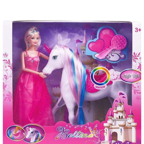 Imagem de Toy Yellow River Magical LED Light Unicórnio com boneca princesa de 11,5"