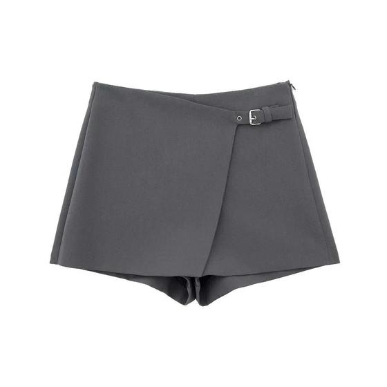 Imagem de TRAF-Calça de Saia Assimétrica Feminina, Mini Calça de Cintura Alta, Moda Zíper