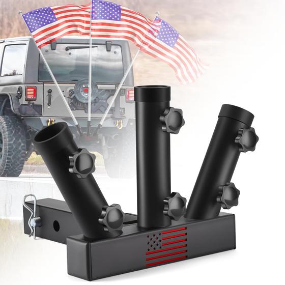 Imagem de Trailer Hitch Flagpole Mount GADFISH para 2 receptores pretos