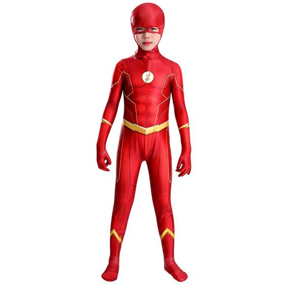 Imagem de Traje Flash Cosplay Infantil Bodysuit Elastano