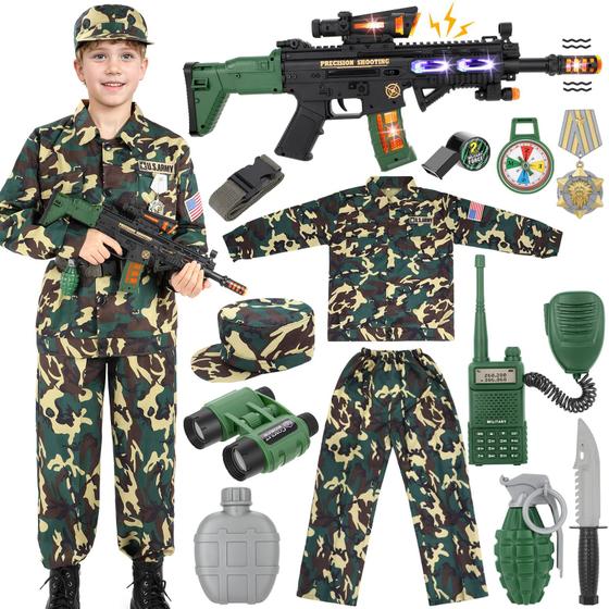 Imagem de Traje Militar Infantil GIFTINBOX - Tamanho 8-10 Anos