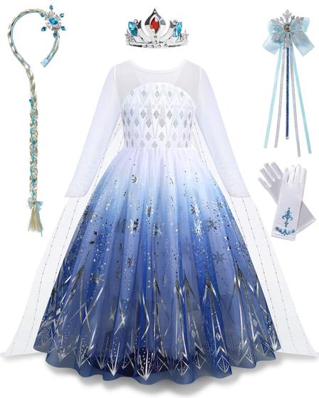 Imagem de Traje Nerveol Princess Dress Snow Queen para meninas de 4 a 5 anos