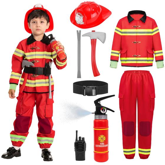 Imagem de Traje Spooktacular Creations Firefighter Kids, 8 peças, 3 peças