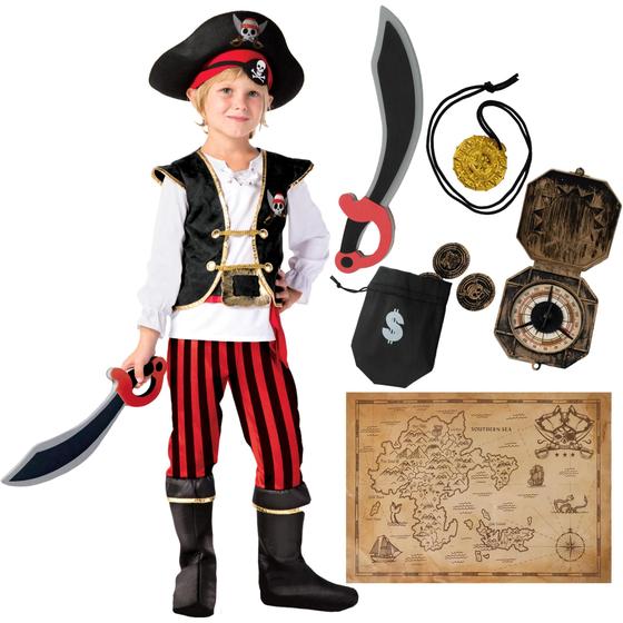 Imagem de Traje Spooktacular Creations Pirate Red Deluxe para crianças e meninos