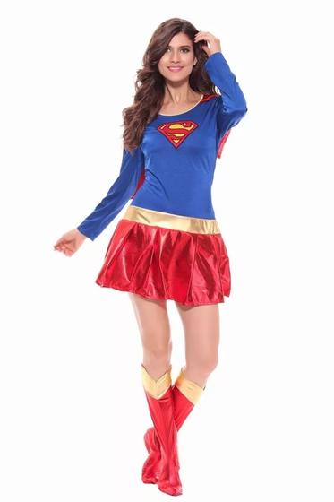 Imagem de Traje Supergirl Cosplay Adulto em Elastano e Material Sintético TS Rock Heroes