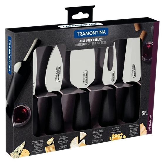 Imagem de Tramontina Kit P/queijo Inox 5pc Harmoniz Preto 23498019