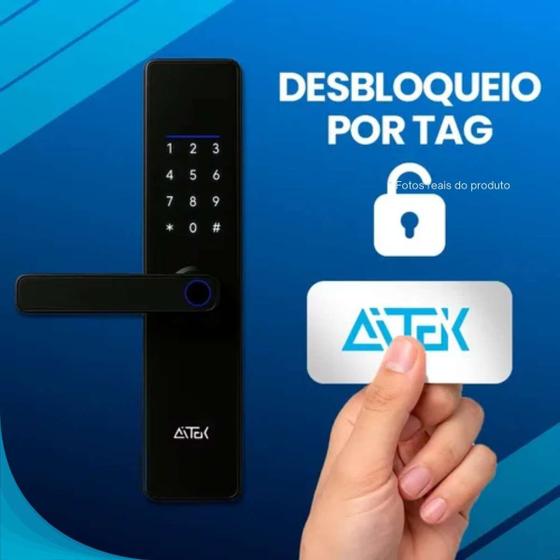 Imagem de Tranca Inteligente Digital Biométrica com App WiFi e Chave Entrega Rápida
