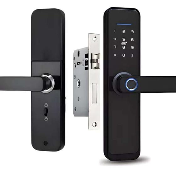 Imagem de Tranca Inteligente Digital Biométrica com App WiFi e Chave Entrega Rápida