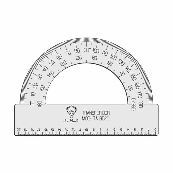 Imagem de Transferidor 180 20Cm Acrílico Transp Desenho Técnico Fenix