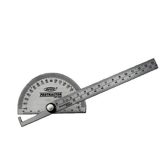 Imagem de Transferidor de graus ângulos inox 180 graus com regua 140mm