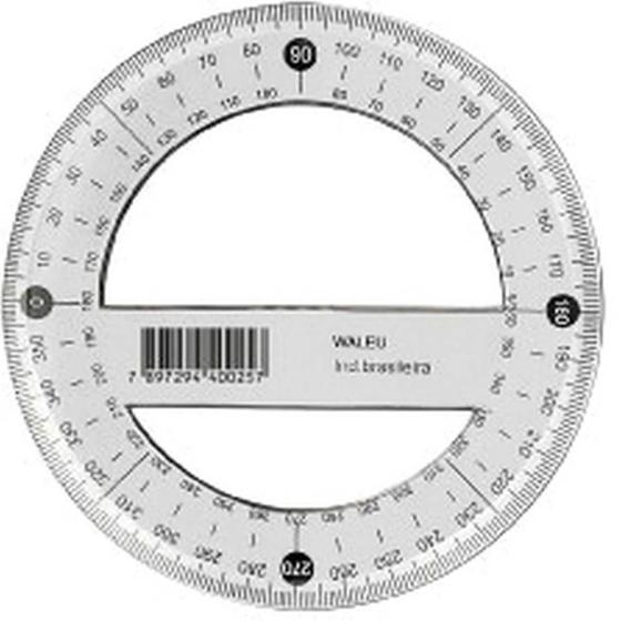 Imagem de Transferidor Plástico 360 Graus Chanfrado PCT com 10