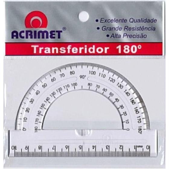 Imagem de Transferidor Poliestireno 180 Cristal - Acrimet