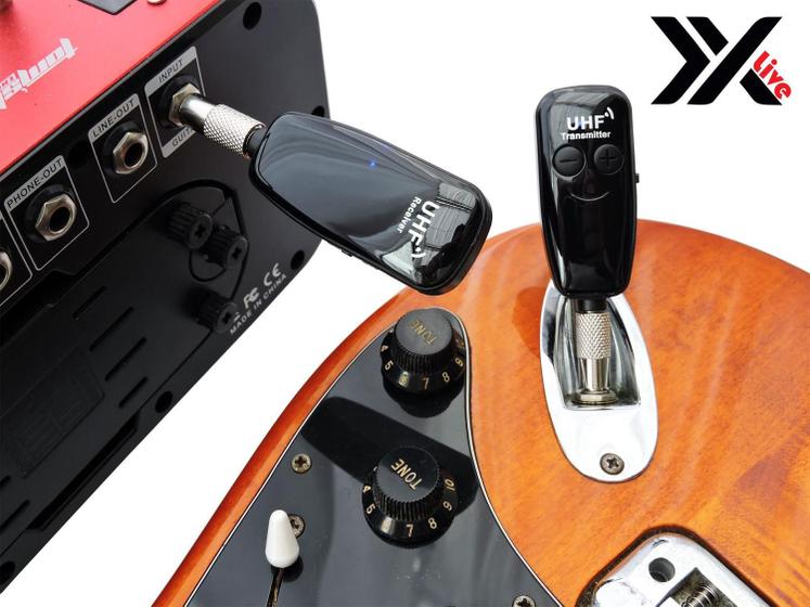 Imagem de Transmissor e Receptor Wireless XXLive p/ Guitarra, Baixo, Violao Eletrico, Violino Eletrico - U12D