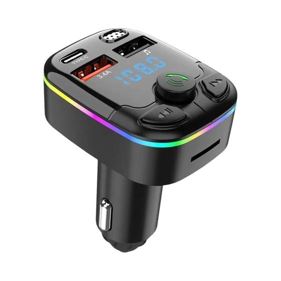 Imagem de Transmissor FM Bluetooth 5.0 para Carro com Dual USB, PD, Type-C e Carregador MP3