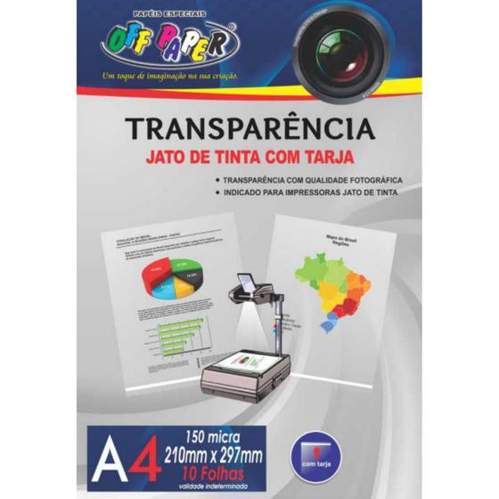 Imagem de Transparência A4 Off Paper C/ Tarja 150 Micra 10fls