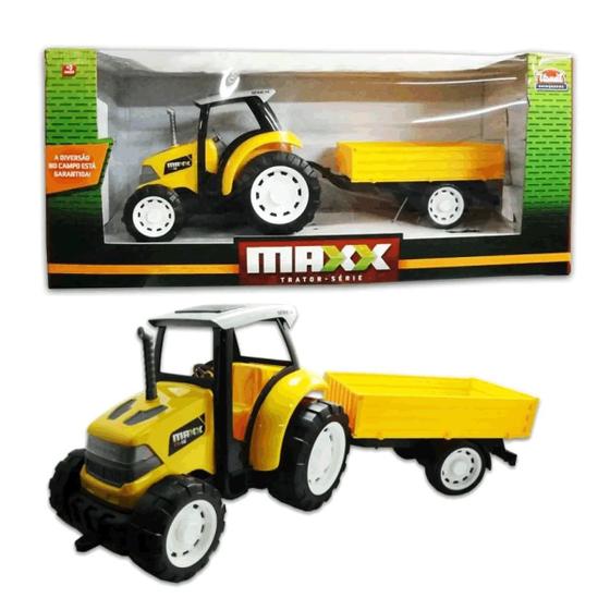 Trator De Brinquedo Com Carreta Amarela Maxx Trator Usual - USUAL ...
