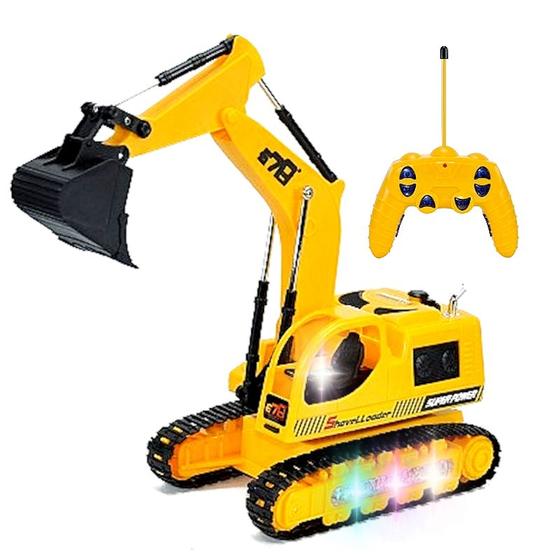 Imagem de Trator Escavadeira  com Esteira de Controle Remoto 5 Canais Movimenta Pá com Som