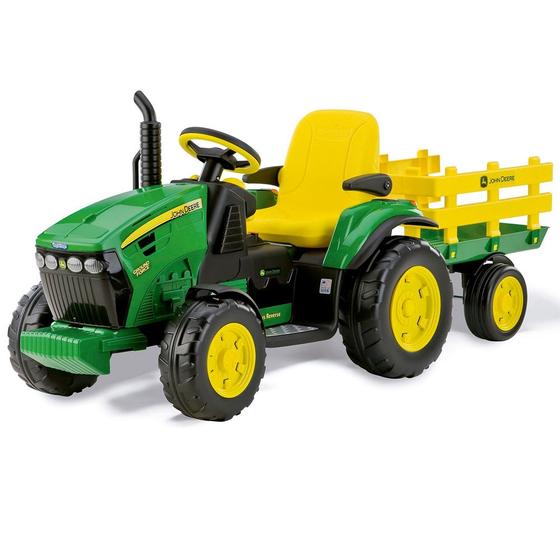 Imagem de Trator Infantil Elétrico Criança Carrinho Com Carretinha 3 Anos até 40 Kg John Deere Ground Force 12 V Peg Perego 