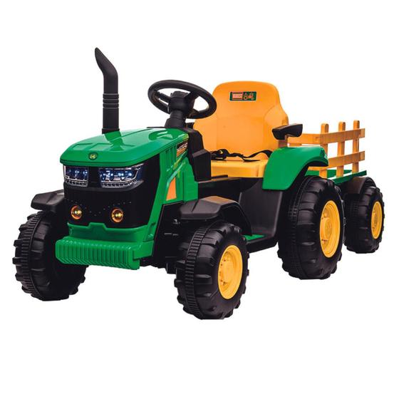 Imagem de Trator Infantil Elétrico Verde e Amarelo 12v C/ Controle Zippy Toys