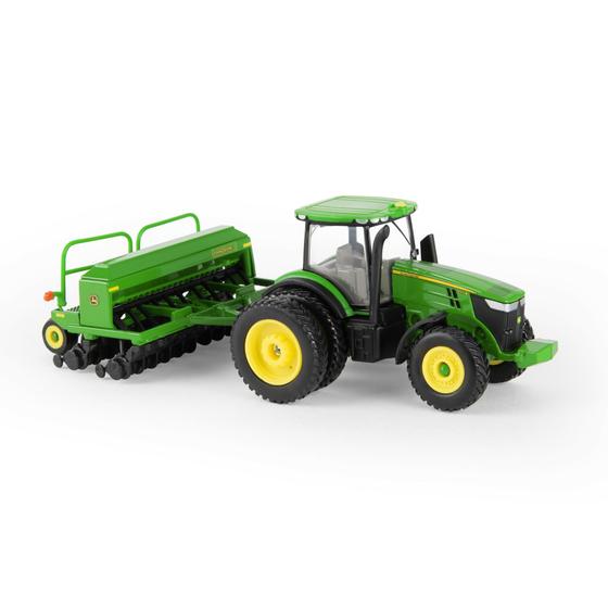 Imagem de Trator John Deere 7215R ERTL 1:64 com Furadeira de Grãos 1590 - Brinquedo