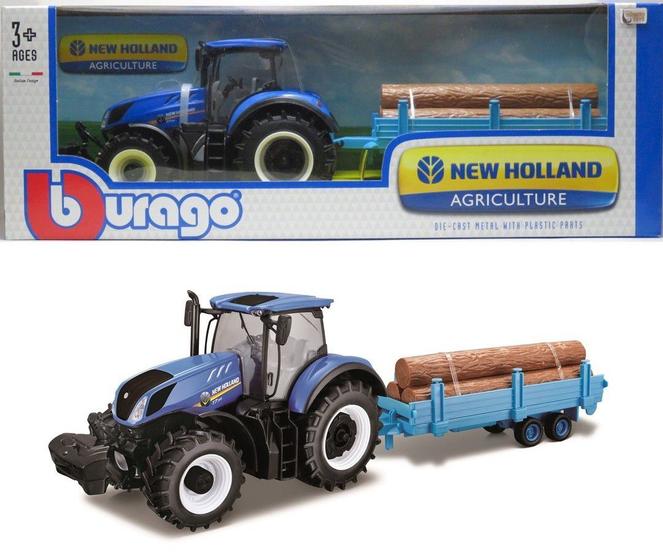 Imagem de Trator New Holland T7.315 c/ Carreta p/ Transporte de Madeira - Agriculture - 1/32 - Bburago