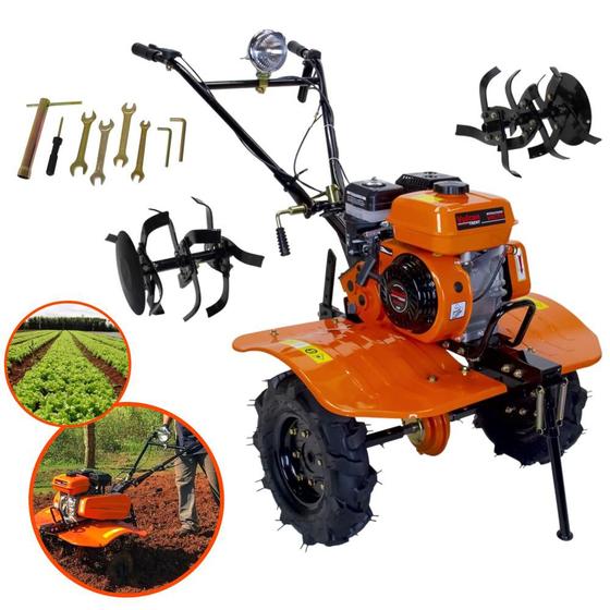 Imagem de Tratorito Tipo Tobata Tobatinha Microtrator Motocultivador Vulcan VMC700 4 Tempos à Gasolina 212cc 7Hp Ideal Para Áreas Rurais Com Lâminas Cultivadoras Para Arar, Afofar o Solo Para o Plantio