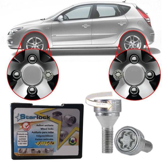 Imagem de Trava Antifurto Anti Roubo de Roda Parafuso Porca Farad Galaxylock Hyundai I30 2007 à 2013 Com Mais de 10.000 Segredos H1/M