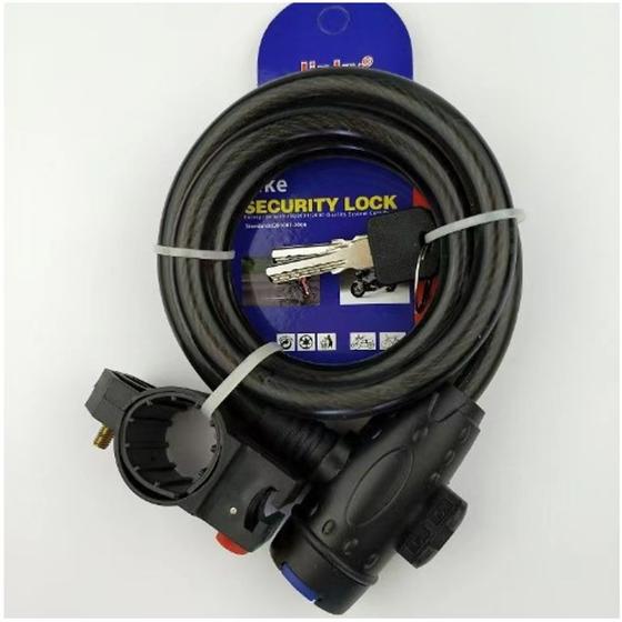 Trava Cabo De Aço Cadeado Segurança Bike Moto Com Chave Espiral Anti-Roubo 1,20m Com suporte Menor preço em Trava Cabo De Aço Cadeado Segurança Bike Moto Com Chave Espiral Anti-Roubo 1,20m Com suporte