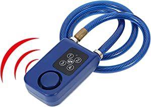 Imagem de Trava de Combinação de Bicicleta com Alarme 4 Travas, super alto de 110 DB Azul