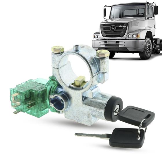 Imagem de Trava de Direção Com Cilindro Com Comutador Caminhão Mercedes Atron 2011 a 2014 Universal Adaptável Ônibus Caminhão
