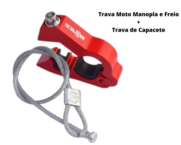 Imagem de Trava Manopla Manete e Freio Moto Anti Roubo Teck Lock com Trava Para Capacete 