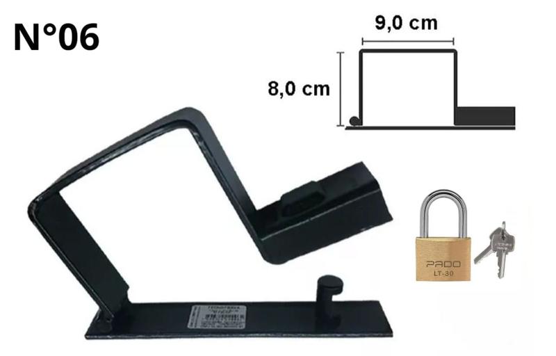 Imagem de Trava Para Portão Nº06 C/ Cadeado Pado