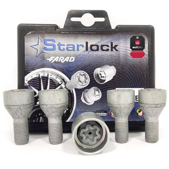 Imagem de Trava Parafuso Antifurto Roda Aço e Liga Leve Farad Starlock Fiat Novo Palio 2012 em diante 