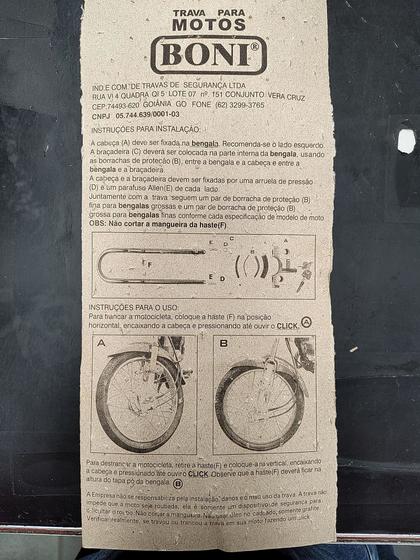 Imagem de Trava Segurança Motos Boni Biz 125