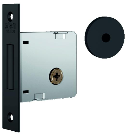 Trava Tetra Stam Fechadura 1004 Preto Fosco Roseta Redonda Menor preço em Trava Tetra Stam Fechadura 1004 Preto Fosco Roseta Redonda