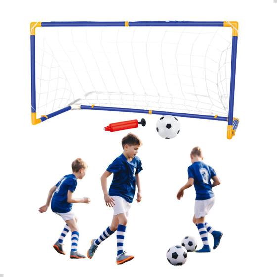 Imagem de Trave Brinquedo Gol G Futebol Menino Kit C/ Bola E Bomba