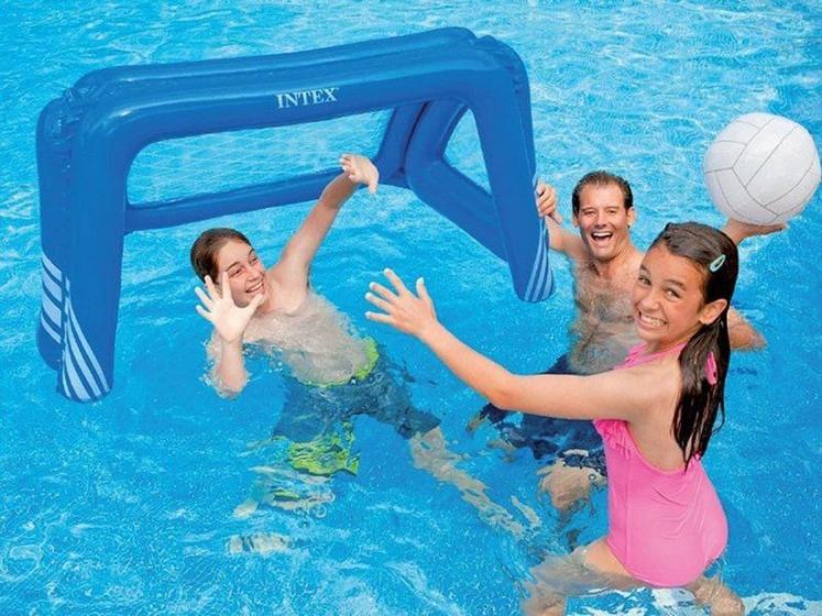 Imagem de Trave Inflável De Polo Aquático Futebol Intex Piscina + Bola