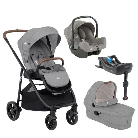 Carrinho de Bebe Joie Bebê Conforto Trio Versatrax Pebble Cinza Carrinho de Bebe Joie Bebê Conforto Trio Versatrax Pebble Cinza