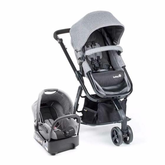Carrinho de Bebe Safety 1st Bebê Conforto Mobi Trio Denim Black Cinza Cax00574 Carrinho de Bebe Safety 1st Bebê Conforto Mobi Trio Denim Black Cinza Cax00574
