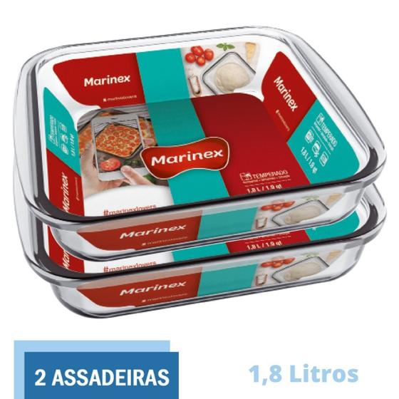 Imagem de Travessa Assadeira Lasanheira 1,8L Quadrada Marinex - 2 Un