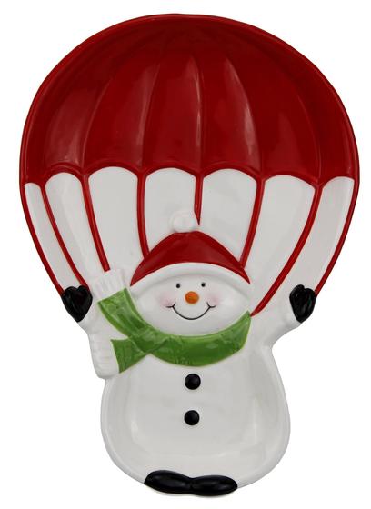 Imagem de Travessa Boneco De Neve de Natal Ceramica Decoração 22cm