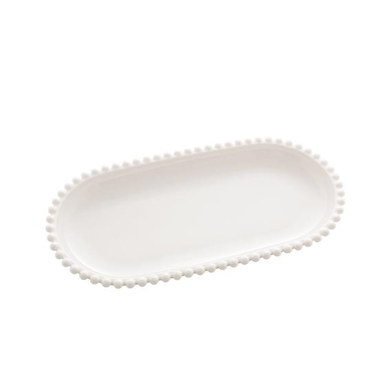 Imagem de Travessa De Porcelana Oval Beads Branco 31x15x3cm Bon Gourmet