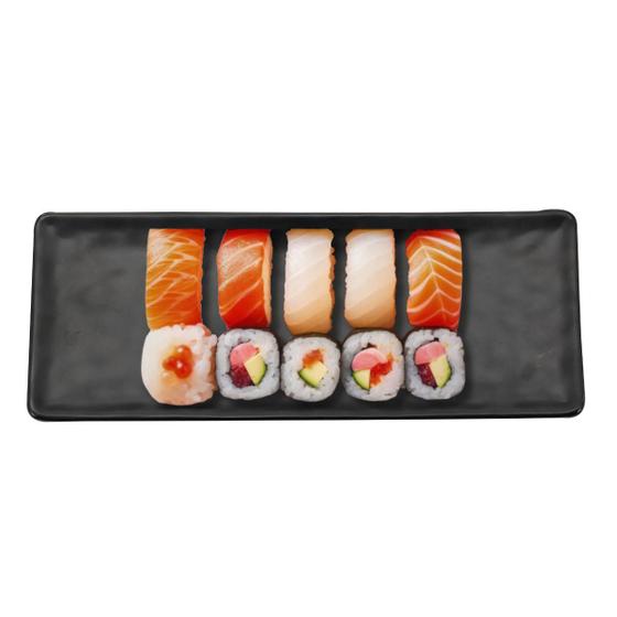 Imagem de Travessa Japonesa Sushi Melanina 28cm Sakura Restaurante Culinária Oriental Premium