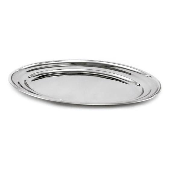 Imagem de Travessa Oval Rasa Tradicional de Aço Inox 35 Cm Gourmet Mix