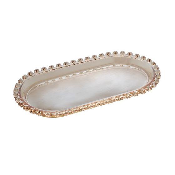 Imagem de Travessa oval servir mesa posta de vidro cristal ambar