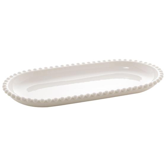 Imagem de Travessa Porcelana Oval Beads Branco 24 x 12 x 2,5cm