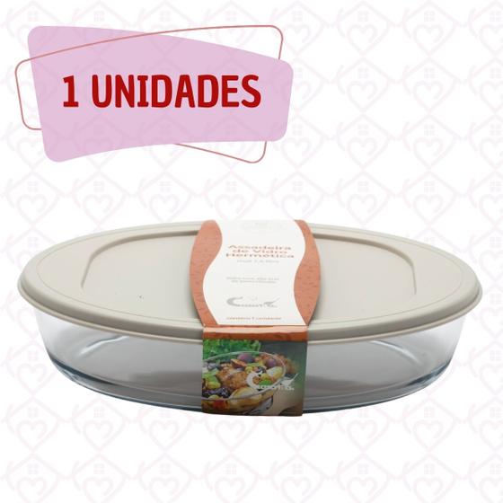 Imagem de Travessa Refratária Vidro Oval Com Tampa Silicone 3L Doces