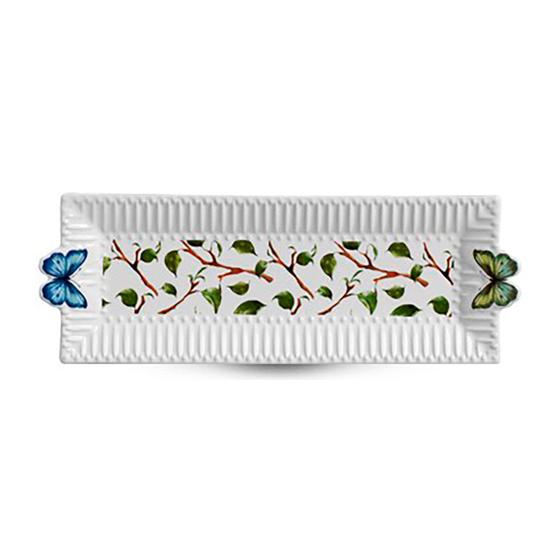 Imagem de Travessa Retangular Cerâmica Borboleta Colors 38x13cm Scalla