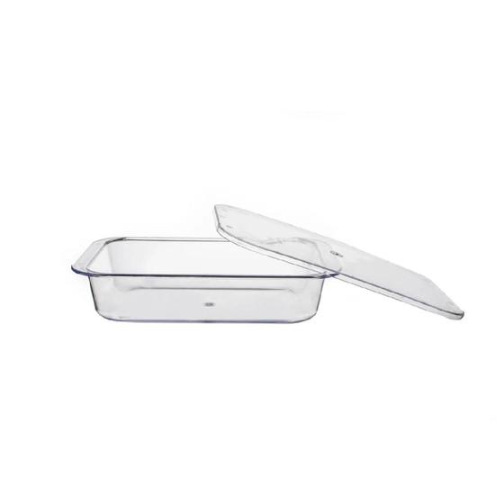 Imagem de Travessa Retangular Cristal Transparente Com Tampa 14 X 21Cm