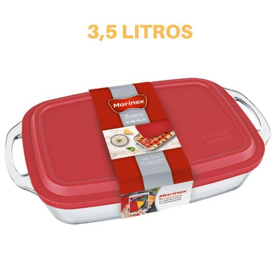 Travessa Retangular Vidro Alta C Tampa 3,5L Seletta Marinex Menor preço em Travessa Retangular Vidro Alta C Tampa 3,5L Seletta Marinex